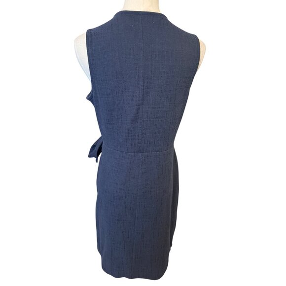 2/$30 Madewell Small Texture & Thread Navy Sleeveless Dress Tie Waist - Picture 3 of 15